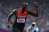 David Lekuta Rudisha of Kenya celebrates after winning gold and setting a new world record in the Men's 800m Final of the London 2012 Olympic Games on 9 August 2012 (Getty Images)