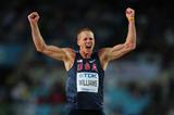 Jesse Williams of United States celebrates during the men's high jump final during day six  (Getty Images)