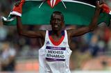 Ezekiel Kemboi of Kenya celebrates after winning the gold medal in the Men's 3000m Steeplechase Final on Day 9 of the London 2012 Olympic Games on 5 August 2012 (Getty Images)
