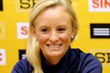 Shalane Flanagan at the pre-champs press conference in Kavarna (Getty Images)