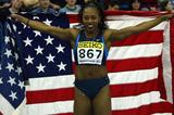 Gail Devers (USA) celebrates winning the women's 60m hurdles final (Getty Images)