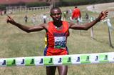 Geoffrey Mutai crosses the line for victory in the men's 12km race at 2011 Kenya Police Interdivisional Cross Country Championships (Ignatius Kemboi)