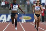 Ashton Purvis of USA and Klara Kolomazniko of Czech Republic in the 100m second round (Getty Images)