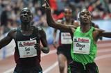 Close! Edwin Soi and Augustine Choge clock 7:29.94 in Karlsruhe. Choge was given the win. (Bongarts/Getty Images)