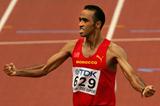 Jaouad Gharib of Morocco celebrates winning the men's marathon (Getty Images)