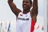 Raphael Holzdeppe of Germany celebrates victory in the Pole Vault (Getty Images)