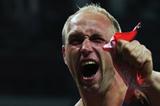 The Men's Discus Throw gold  winner, Robert Harting of Germany celebrates gold  by tearing his shirt  on Day 11 of the London 2012 Olympic Games at Olympic Stadium on August 7, 2012 (Getty Images)