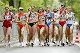 Jing Jiang of China (337) with Yelena Nikolayeva and Elisa Rigaudo (384) in the leading group (Getty Images)